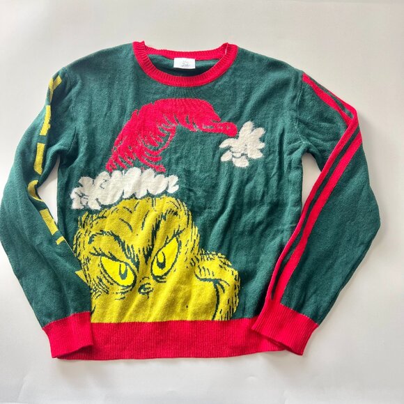 NWOT Boys Small Grinch Red & Green Naughty Christmas Holiday Crewneck Sweater - Picture 1 of 7